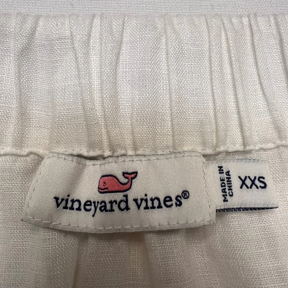 Vineyard Vines White 100% Linen Strapless Eyelet Lace Resort Dress Size XXS